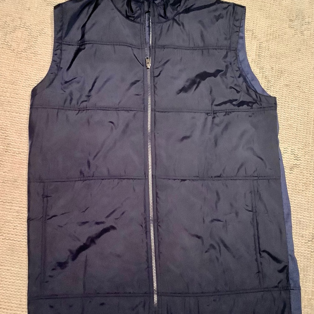 Cutter & Buck Navy Stealth Hybrid Quilted Windbreaker Vest Men's XLT EUC